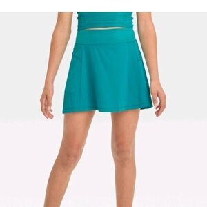 All in Motion Girls Teal Blue Woven Active Skort Built in Shorts